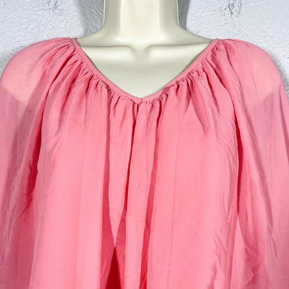 Coco Bianco Draped Blouse Pink V Neck Sleeveless Casual Tunic - S - Picture 2 of 4